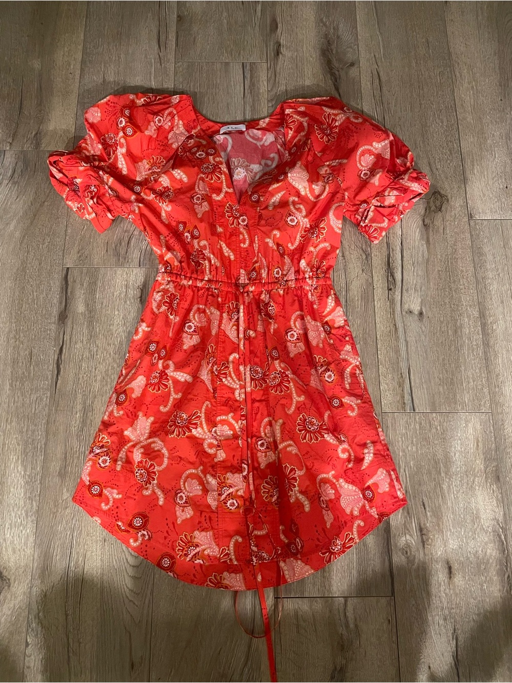 A.L.C. Red Paisley Short-Sleeve Casual Dress